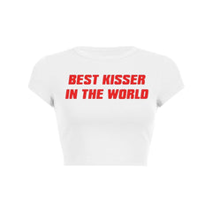 Best Kisser In The World Y2K Baby Tee Crop Top
