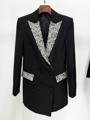 Anne Long Sleeve Collared Crystal Embellished Blazer