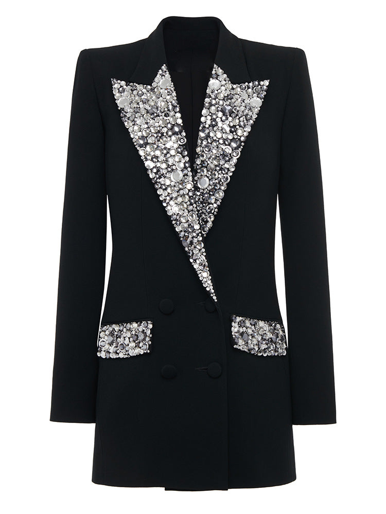 Anne Long Sleeve Collared Crystal Embellished Blazer