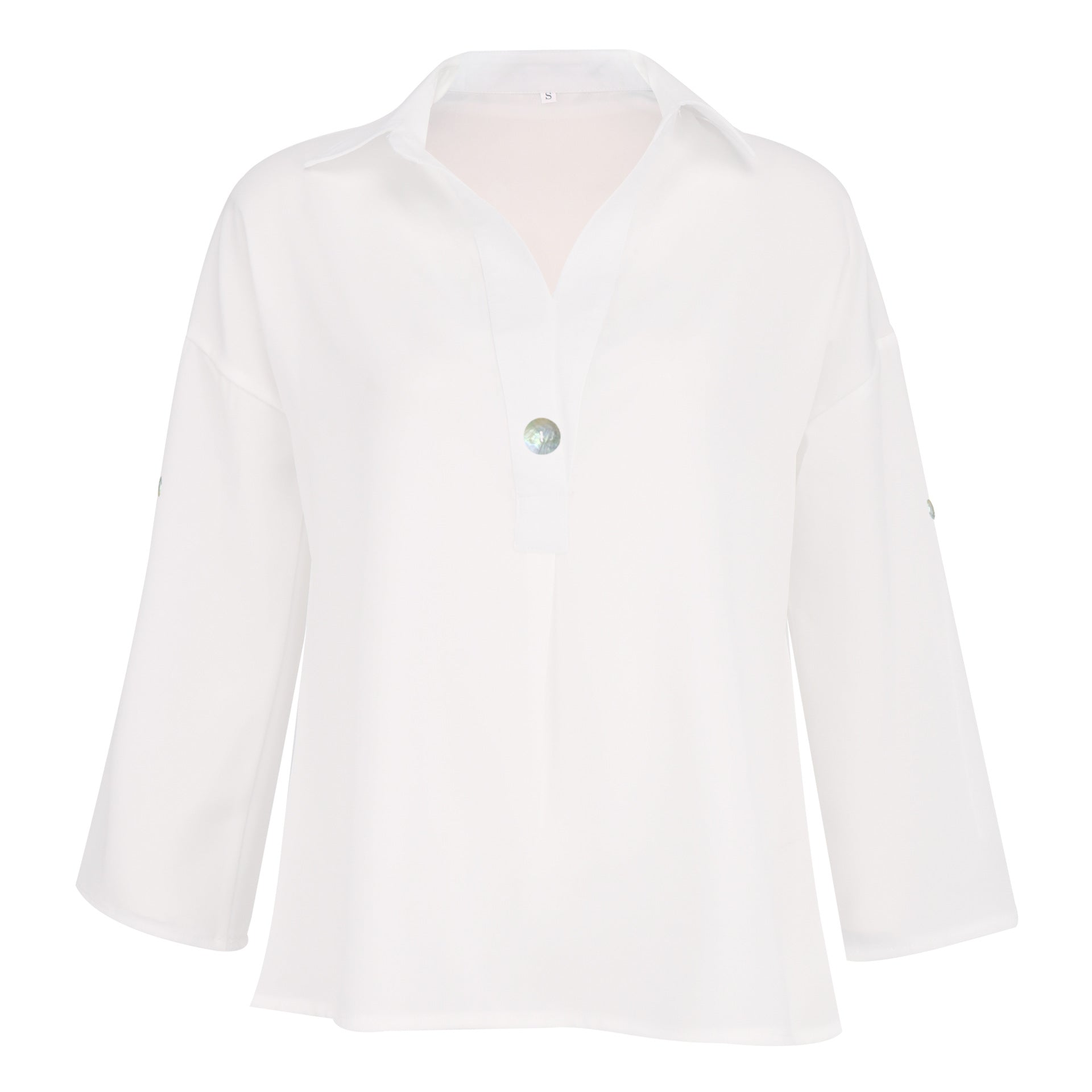 Women V Neck Button Breathable Loose Shirt