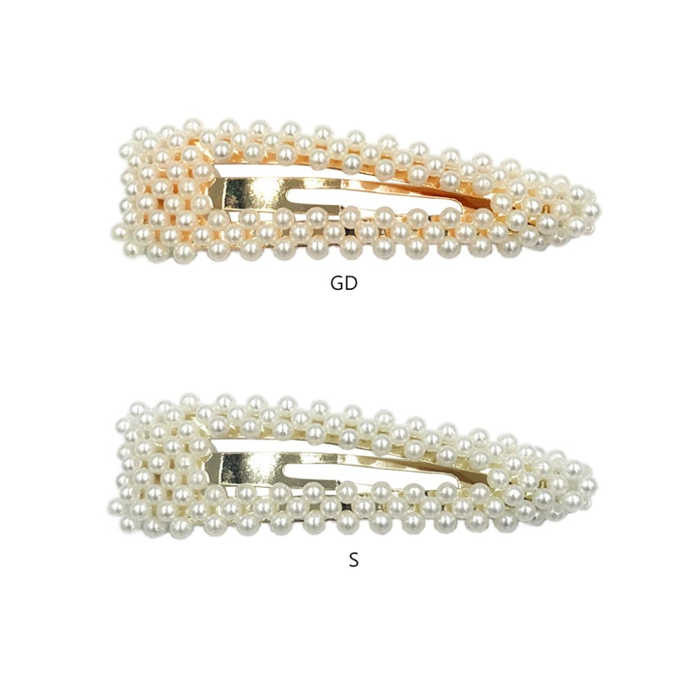 Vintage Faux Pearl Wrapped Hairpins  Gold/Silver Metal Alloy Hair Clip