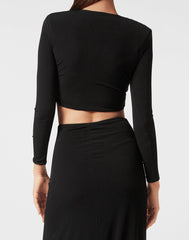 Carla Long Sleeve Top & Side Slit Long Skirt Set