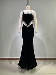 Dale One-Shoulder Crystal-Embellished Velvet Maxi Dress