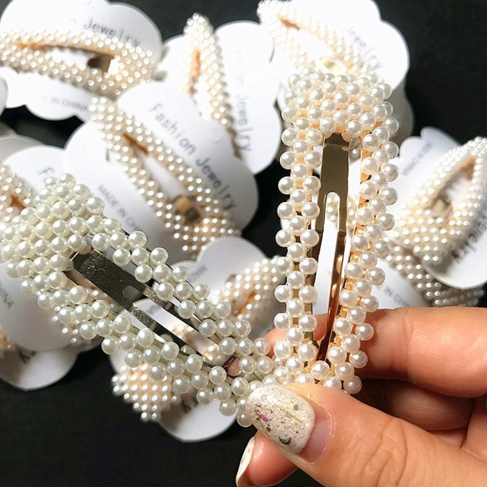 Vintage Faux Pearl Wrapped Hairpins  Gold/Silver Metal Alloy Hair Clip
