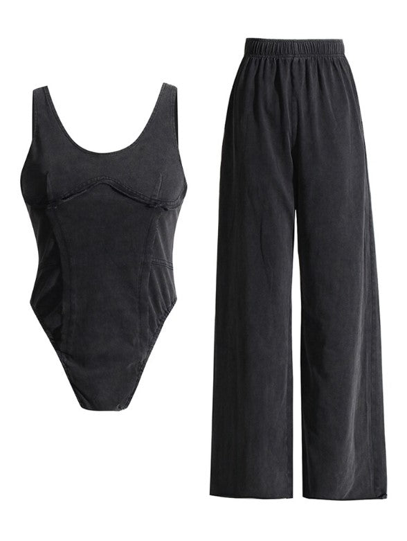Elaine Round Neck Sleeveless Waist Pant Set
