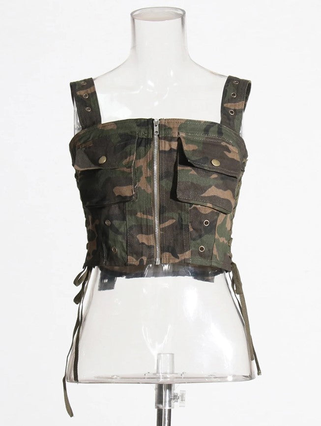 Emely Street Camo Print Ripped Short Set