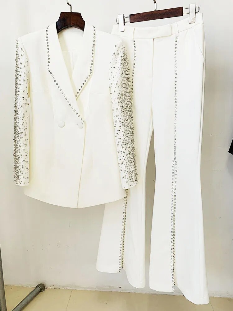 Emmaline Diamond Embellished Blazer and Pants Set