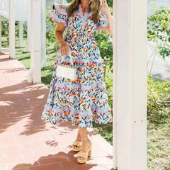 Faith Floral Tiered Hem Midi Dress