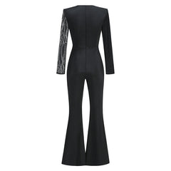 Fannie Long Sleeve Rhinestone Embellished Jumpsuit