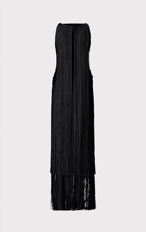 Fannie Sleeveless Sexy Fringed Hem Midi Dress