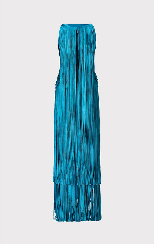 Fannie Sleeveless Sexy Fringed Hem Midi Dress