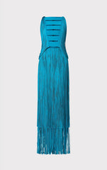 Fannie Sleeveless Sexy Fringed Hem Midi Dress