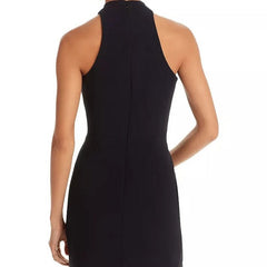 Faye Sleeveless Mock Neck Crystal Floral Embellished Mini Dress