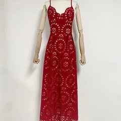 Florence Spaghetti Strap Eyelet Maxi Dress