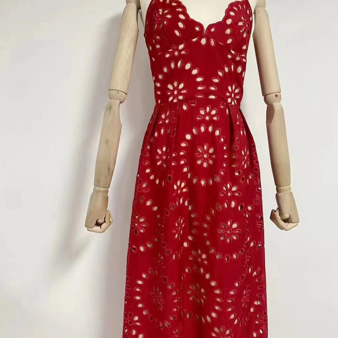 Florence Spaghetti Strap Eyelet Maxi Dress