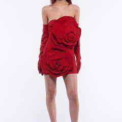 Florence Strapless 3D Floral Mini Dress