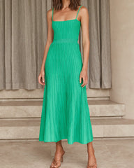 Stretch Ribbed Suspenders Knit Bodycon Maxi Dresses