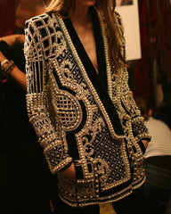 V-neck Beaded Beads Cardigans Blazer Outerwear