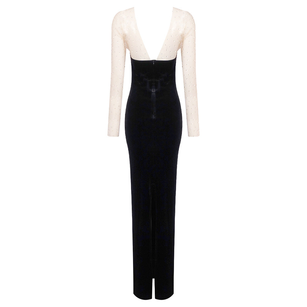 Fredda Strapless Deep V Neck Maxi Dress