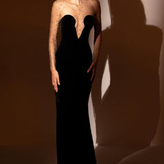 Fredda Strapless Deep V Neck Maxi Dress