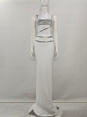 Goldie Spaghetti Strap Crystal Embellished Top & Long Skirt Set