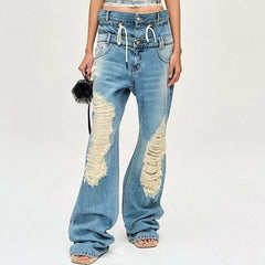 Gracie High Rise Distressed Flared Denim Jeans