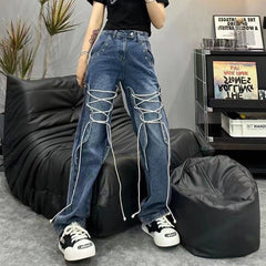 Greta High Waist Drawstring Front Denim Jeans