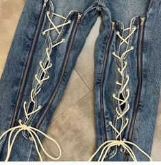 Greta High Waist Drawstring Front Denim Jeans