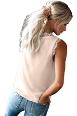 Women's Silk Satin Tank Tops Lace Trim V Neck Casual Sleeveless Blouses Summer Basic Tank Shirt (Us Only)