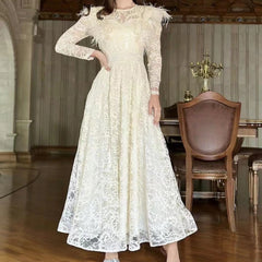 Julie Feather Embroidered Lace Maxi Dress