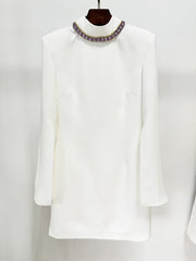 Katie Slit Long Sleeve Crystal Embellished Mini Dress