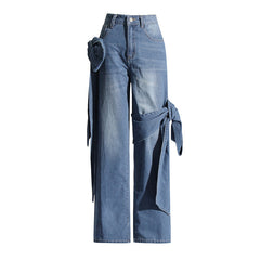 Mackenzie High Waist Bow Denim Pants