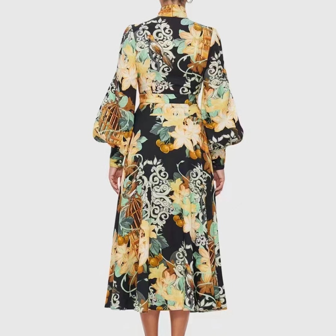 Linda Puff Sleeve Floral Midi Dress