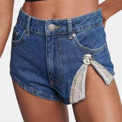 Lottie High Waist Crystal Embellished Denim Shorts