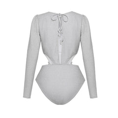 Maribel Long Sleeve Floral Bodysuit & Front Slit Long Skirt Set