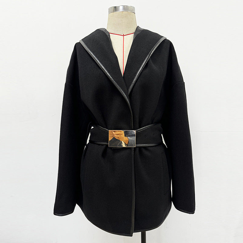 Jenna Long Sleeve Belted Wool Coat