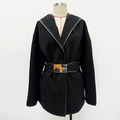 Jenna Long Sleeve Belted Wool Coat