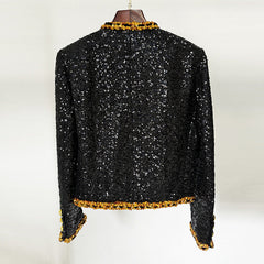 Natasha Long Sleeve Golden Lining Sequined Jacket