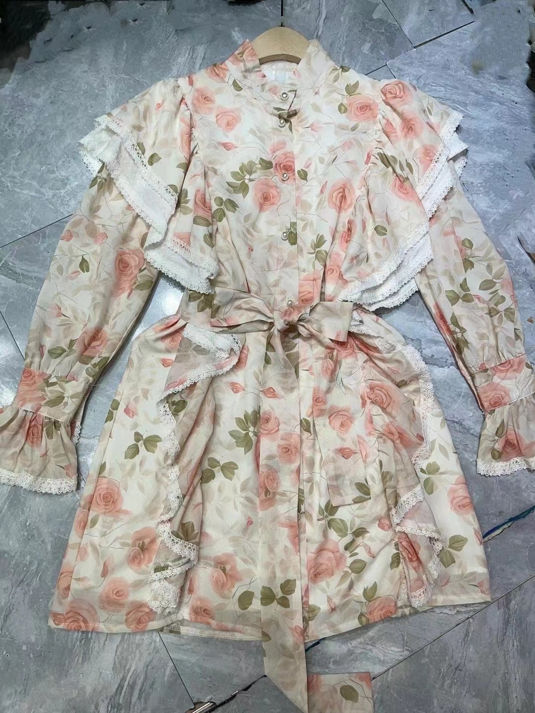 Nevada Long Sleeve Floral Lace Mini Dress