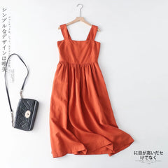 Solid Color Sleeveless Backless Midi Dress