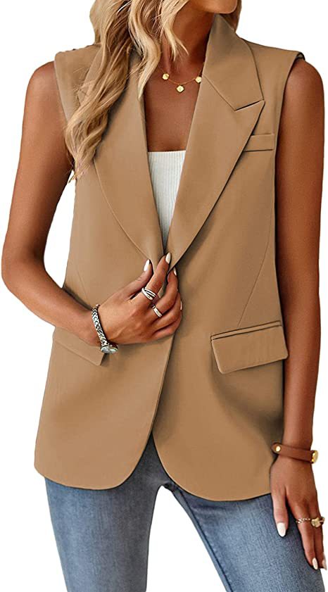 Zeagoo Women's Vest Jacket Casual Sleeveless Blazer Outerwear Cardigan with Pocket S-XXXL (Us Only)