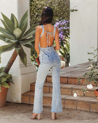 Strap Tube Top Denim Jumpsuit Pants