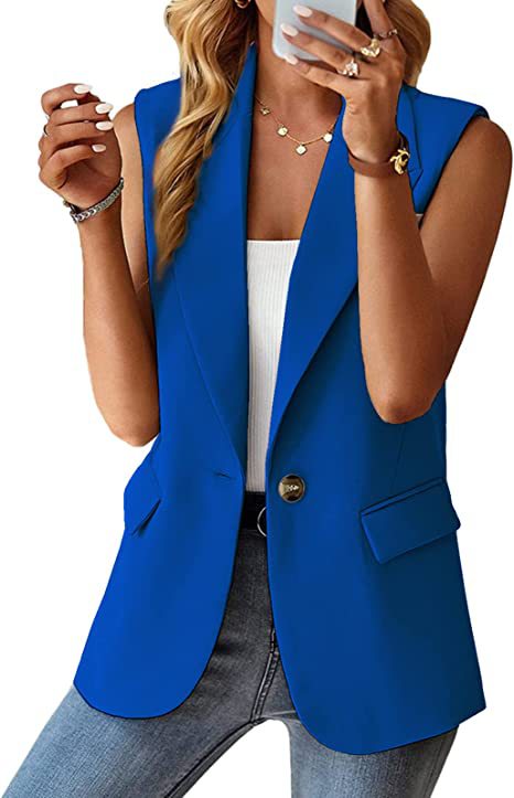 Zeagoo Women's Vest Jacket Casual Sleeveless Blazer Outerwear Cardigan with Pocket S-XXXL (Us Only)