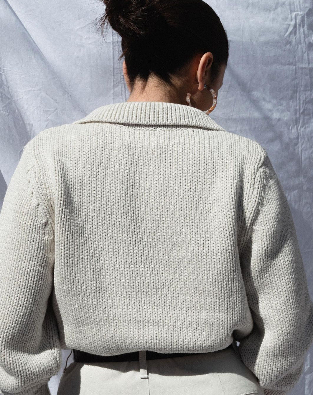 V-neck Knit Pile Collar Polo Sweaters Top