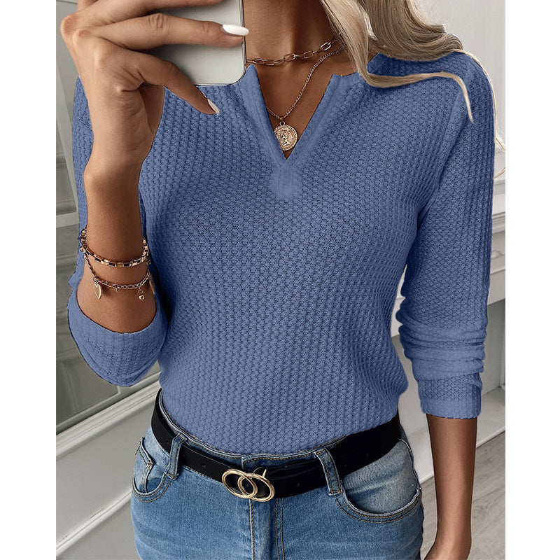 Zeagoo Women's 2023 Long Sleeve V Neck Slim Fit T Shirts Casual Ribbed Knit Sweater Tops S-XXL