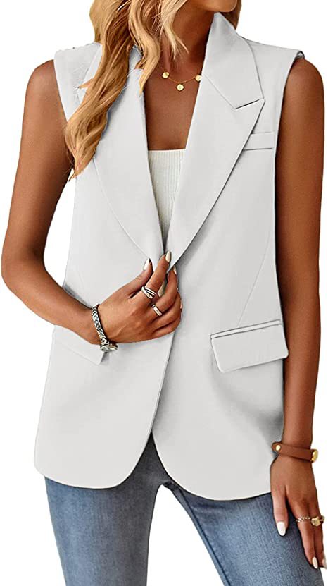 Zeagoo Women's Vest Jacket Casual Sleeveless Blazer Outerwear Cardigan with Pocket S-XXXL (Us Only)