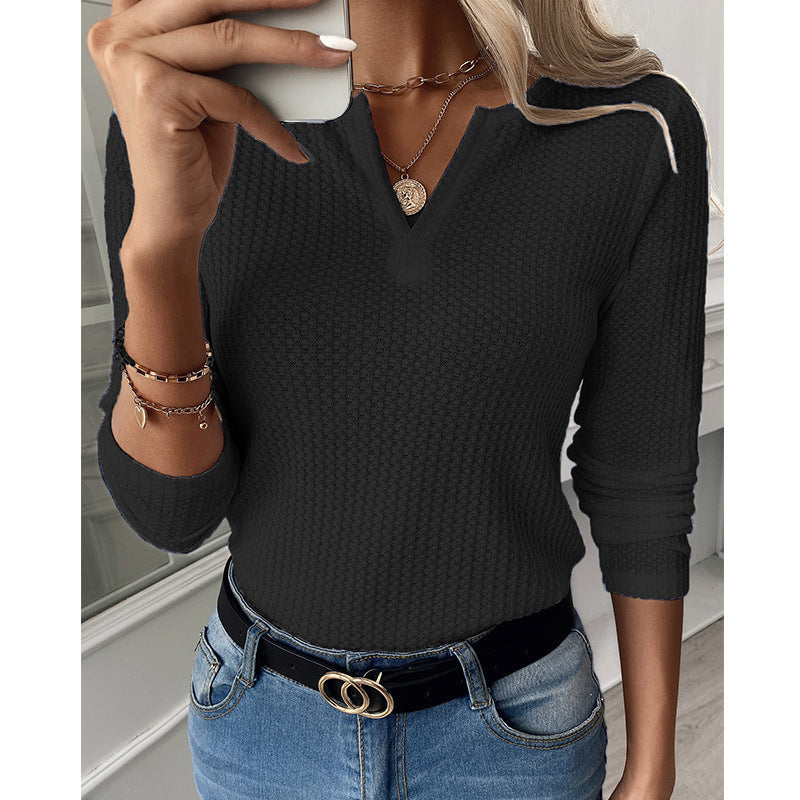 Zeagoo Women's 2023 Long Sleeve V Neck Slim Fit T Shirts Casual Ribbed Knit Sweater Tops S-XXL