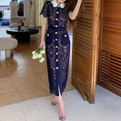 Romina Short Sleeve Floral Embroidered Maxi Dress