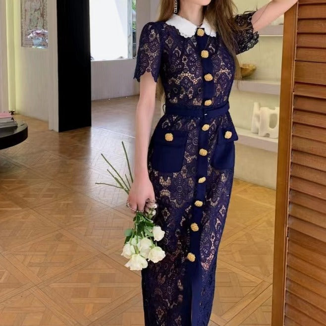 Romina Short Sleeve Floral Embroidered Maxi Dress