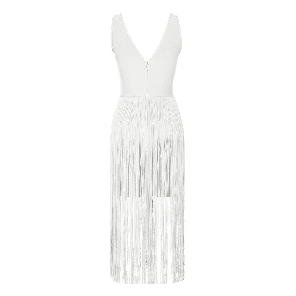 Rose Sleeveless Cut Out Fridges Midi Dress